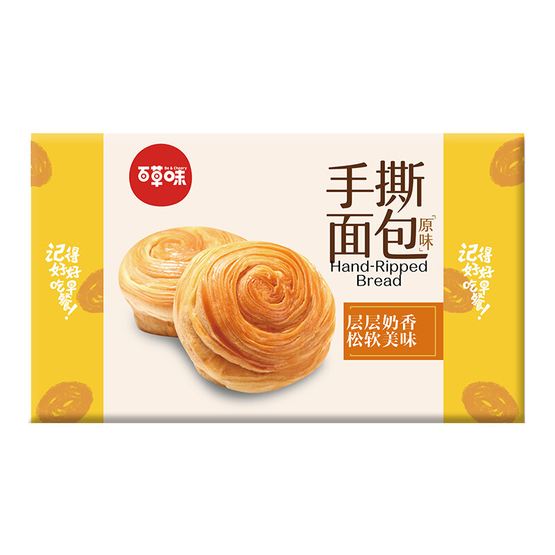 百草味 手撕面包1000g/箱 原味