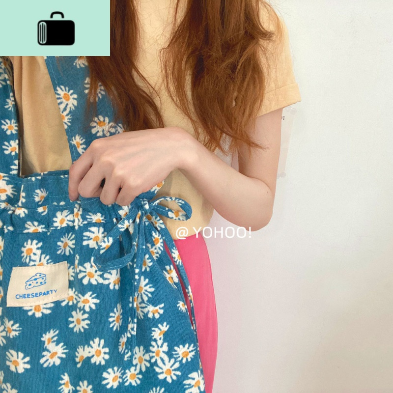 原创ins蓝色小雏菊2020新款单肩帆布包包购物袋学生书包女NEW LAKE 湖蓝色小雏菊女士单肩包