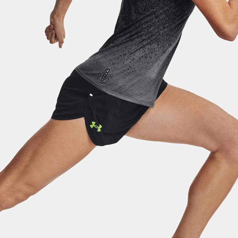 Under Armour安德玛运动短裤女速干透气防泼水排汗黑色亮色标志图片