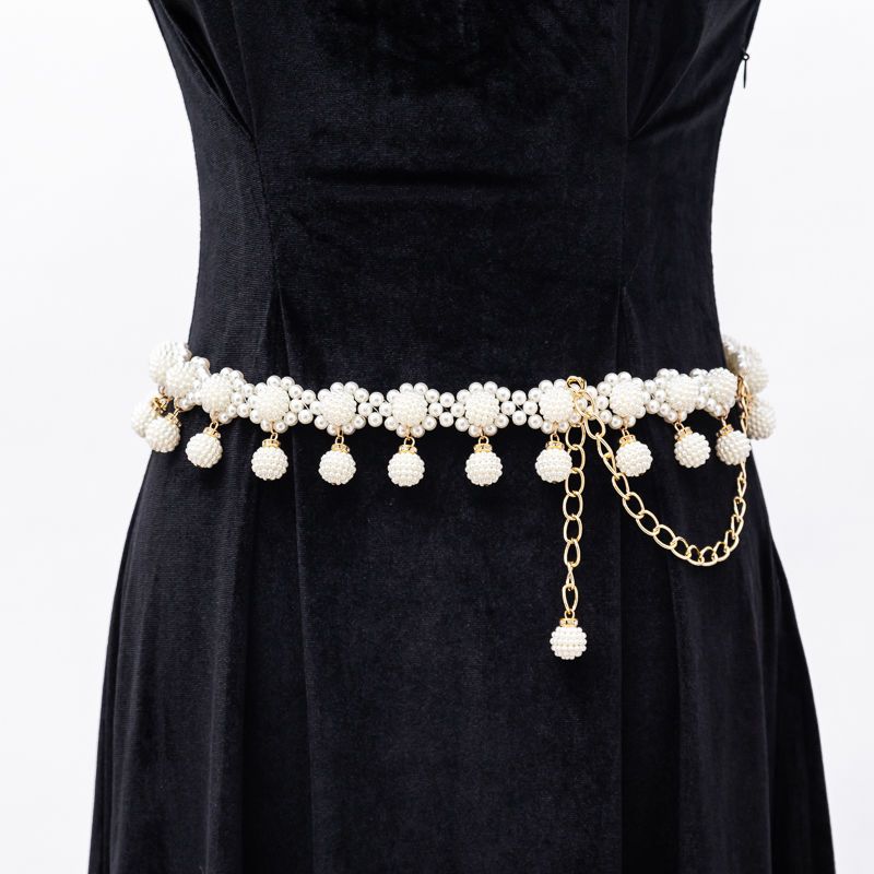 腰带女肚皮舞装饰细腰链学生舞蹈装饰串珠金属流苏配汉服腰链24颗杨梅