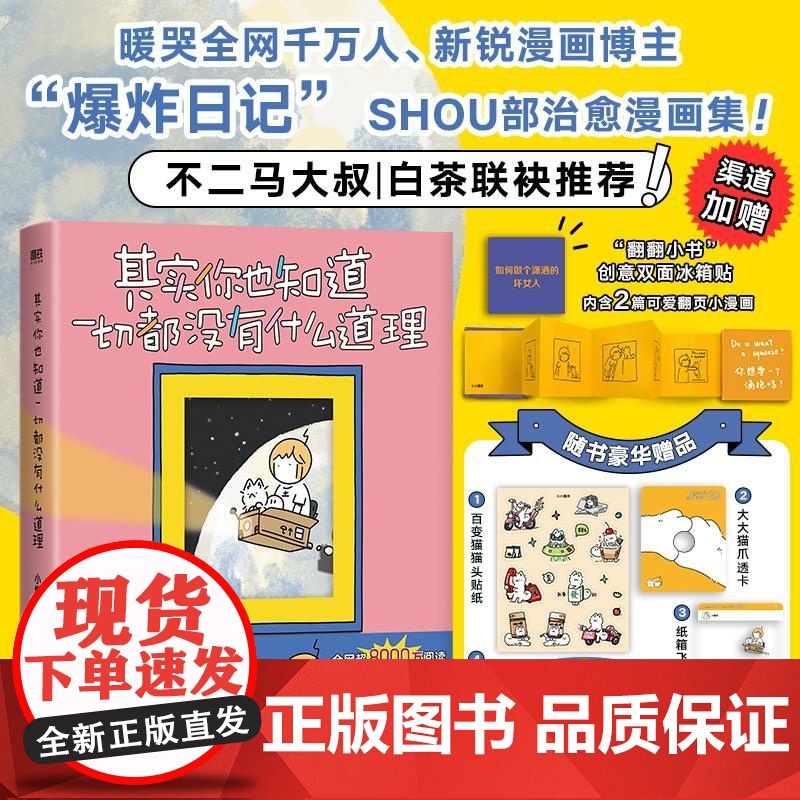 【赠磁吸小书+贴纸+透卡】其实你也知道一切都没有什么道理 小爆炸 小红书简笔流画家,废话派诗人 爆炸日记 暖心治愈漫画集