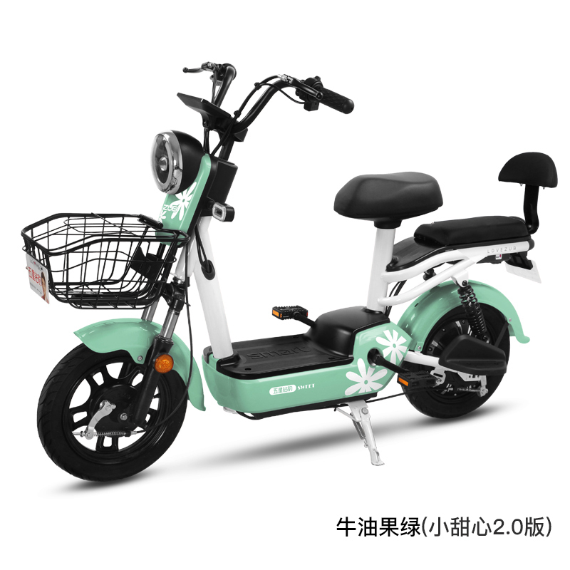 五星钻豹电动车 新国标电动自行车 小甜心2.0 48V男女通勤助力小型电瓶车成人代步亲子女士外卖滑板车 油光亚黑