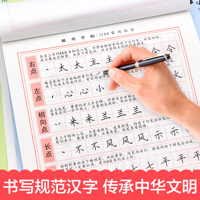 田英章楷书字帖 全套5册 行书行楷入门教程书法 硬笔楷书技法 每天30分钟钢笔 小学生常用汉字高清大图