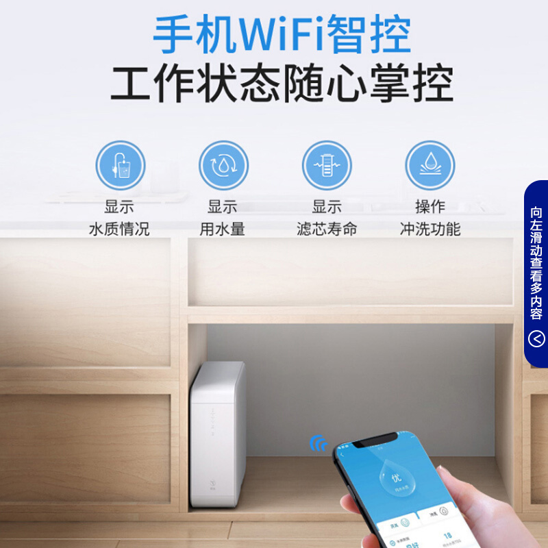 沁园(QINYUAN)小白鲸S400净水器 家用厨房直饮RO反渗透400G无桶大通量纯水机KRL3913
