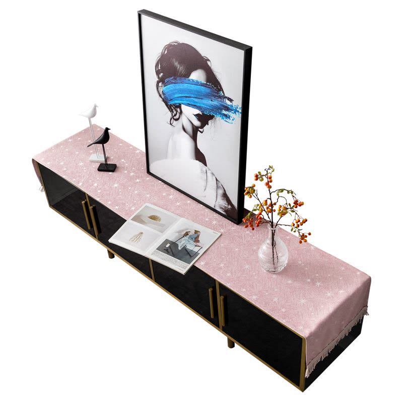 北欧电视柜盖布长方形粉色少女心桌布布艺茶几防尘罩盖巾梳妆台布图片