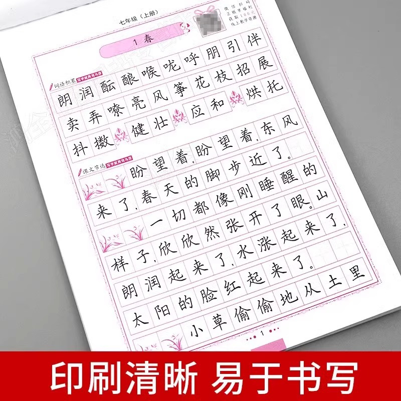 语文写字课课练 人教版 七年级上 [正版]2025新版初中生写字课课练七年级八年级九年级上册下册同步语文同步字帖人教版英