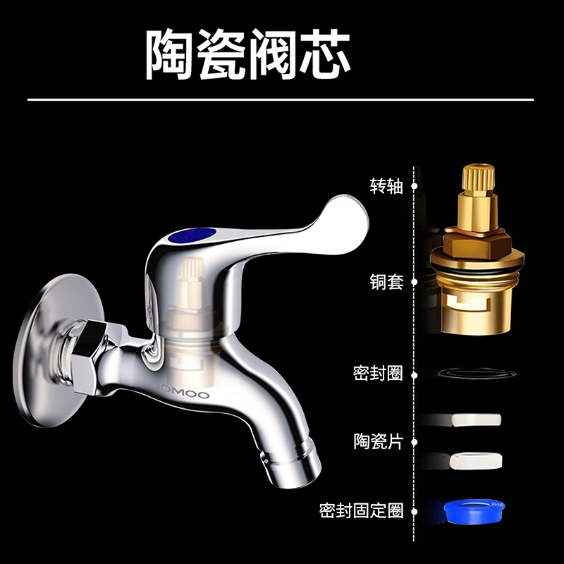 九牧(JOMOO)快开水龙头小龙头黄铜加厚单冷洗衣机龙头自来水拖把池龙头高清大图