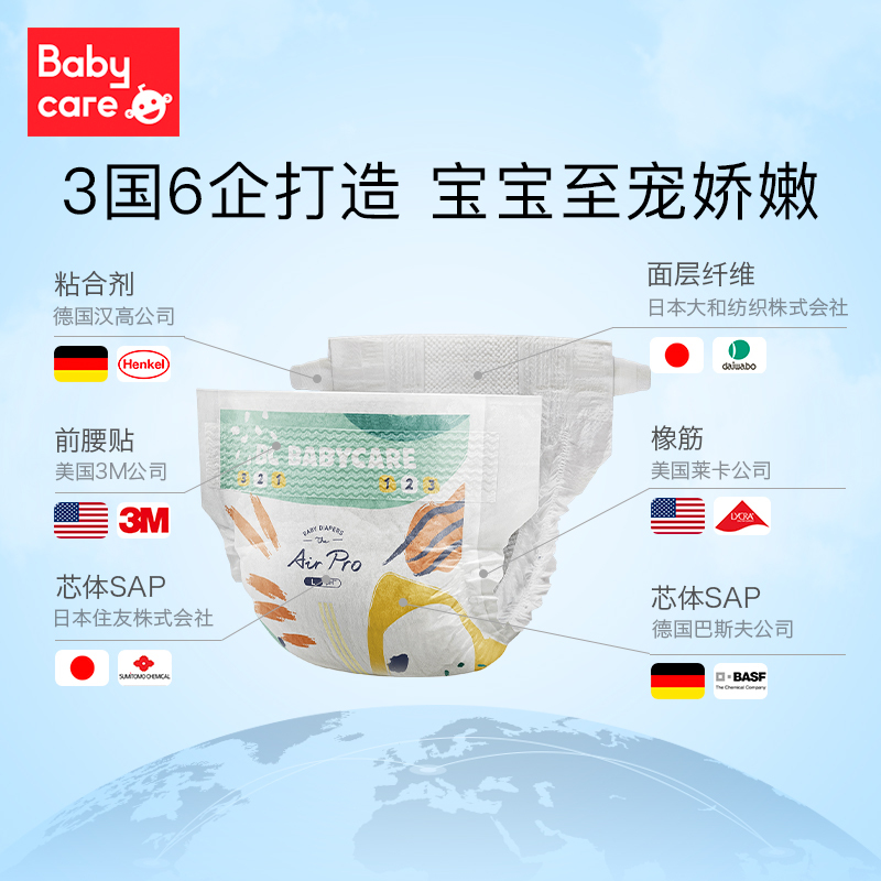 babycare纸尿裤Air Pro弱酸超薄透气尿不湿 试用装M码4片 1个id限拍2份,多拍不发货