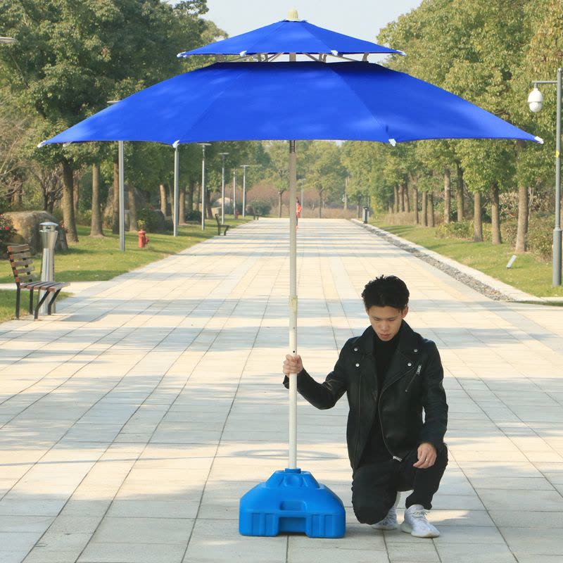 家柏饰(CORATED)户外遮阳伞大太阳伞庭院折叠大中柱伞户外雨伞沙滩伞广告伞摆摊伞 2.3米宝蓝双层(不可转向)图片