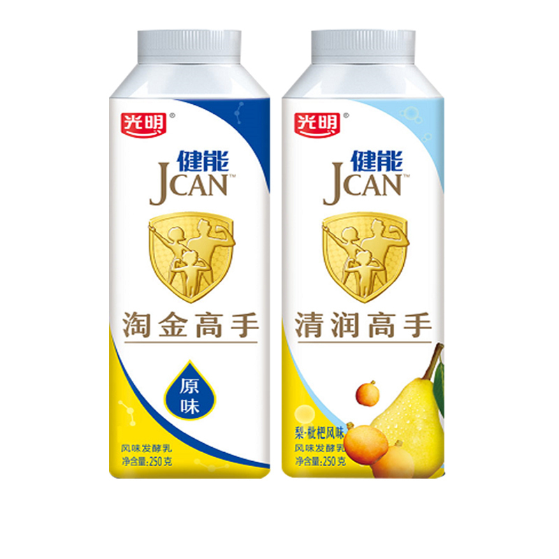 光明健能酸奶淘金清润高手原味梨枇杷风味发酵功能性优酪乳250克淘金