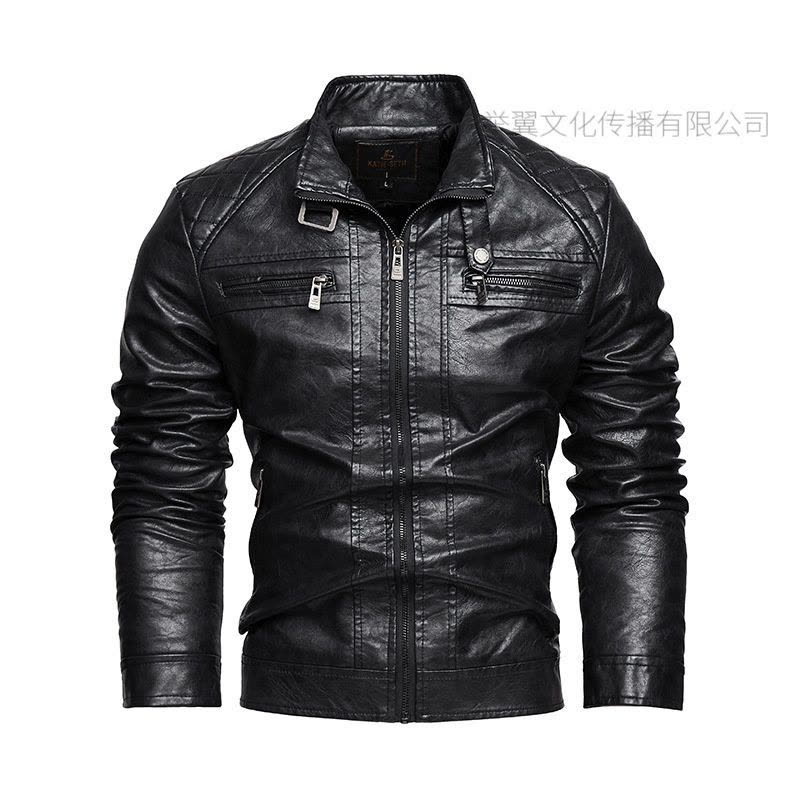秋冬男士皮衣新款复古皮夹克潮流高品质牌男装PU外套欧美怀旧风格图片