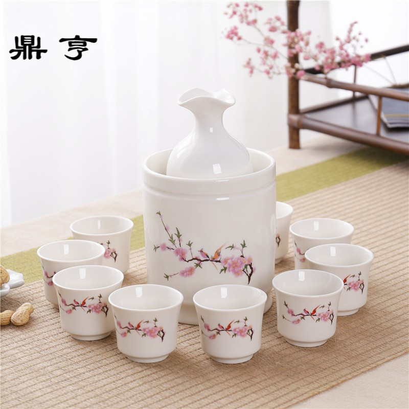 鼎亨青花瓷白酒陶瓷温酒壶酒具酒杯套装黄酒温酒器暖酒壶烫酒壶热