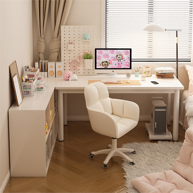 桌子女生卧室书桌古达家用转角l型电脑桌台式学生办公写字学习化妆桌