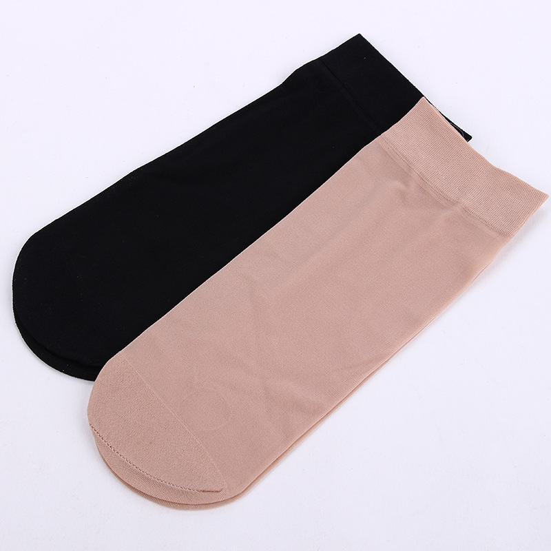 丝袜女短款薄款耐磨钢丝袜防勾丝天鹅绒水晶丝黑肉色男女对对袜子