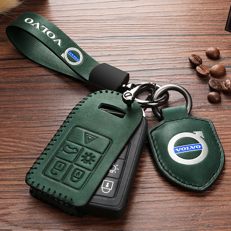 佩驰沃尔沃真皮车钥匙套2021款xc60s90xc90s60lxc40v40高档车钥匙包绳