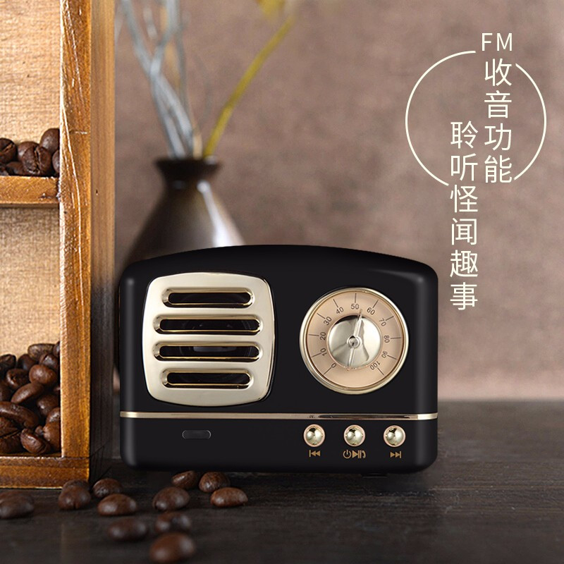 韩国现代HYUNDAI M11收音机便携复古怀旧迷你音箱 黑色