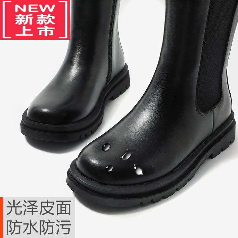 可莉允女童马丁靴2022秋冬季新款皮靴烟筒靴女童靴子儿童加绒皮靴棉保暖图片