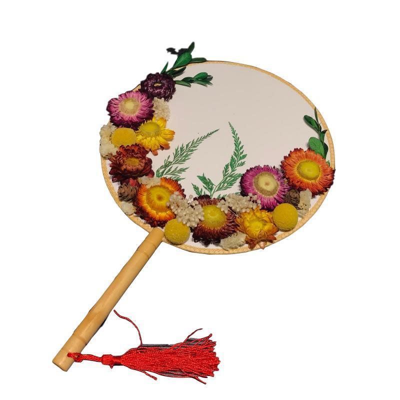 团扇子干花材料包手工diy古风中秋节日亲子创意沙龙活动伴手礼品
