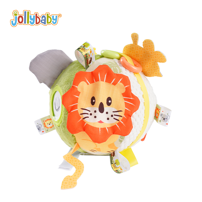 jollybaby婴儿手抓球可啃咬牙胶磨牙抚触球0-1岁宝宝感统训练1663 尾巴手抓球-丛林
