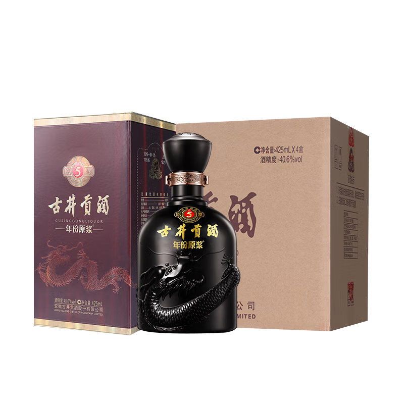 古井贡酒 年份原浆古5 40.6度425ml*4瓶整箱装 浓香型白酒