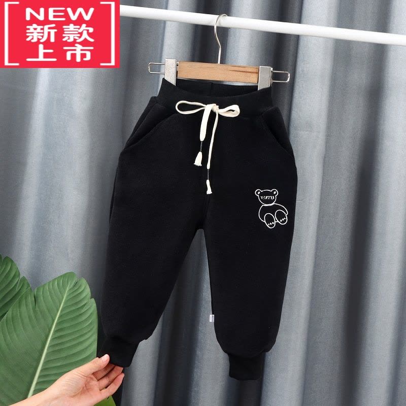 可莉允男童加绒裤子秋冬款女童棉裤冬季加厚保暖裤外穿儿童休闲运动卫裤图片