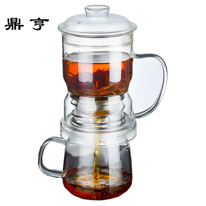 鼎亨茶具套装功夫茶具6人茶壶透明玻璃耐热懒人家用自动泡茶器