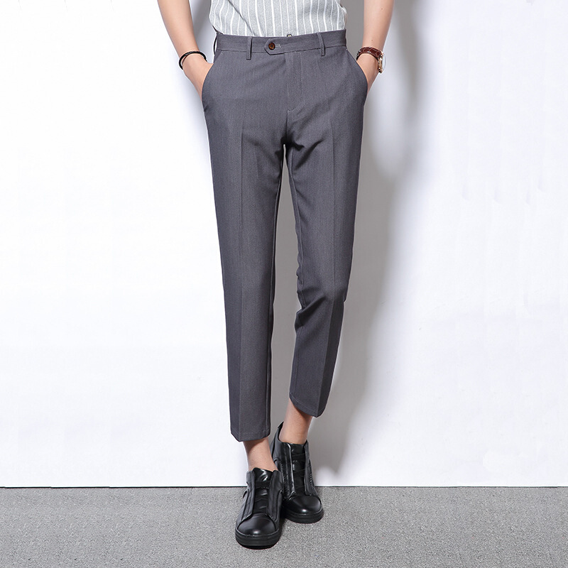 春夏九分裤时尚男裤商务修身小脚裤子男韩版潮流男士西裤9分裤