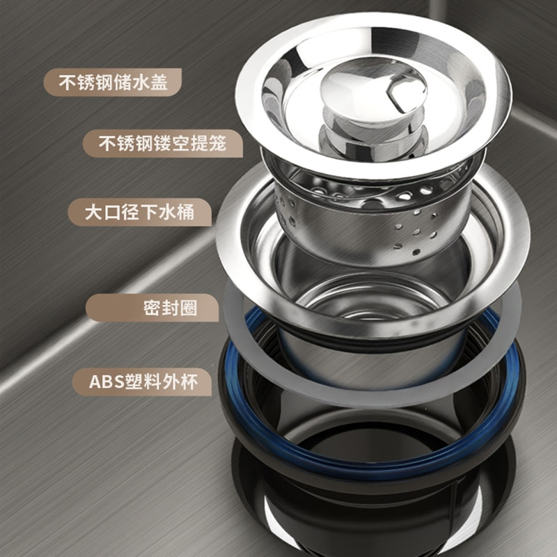 古达枪灰加厚双槽不锈钢厨房水槽洗菜盆台上中下手工洗手洗碗池