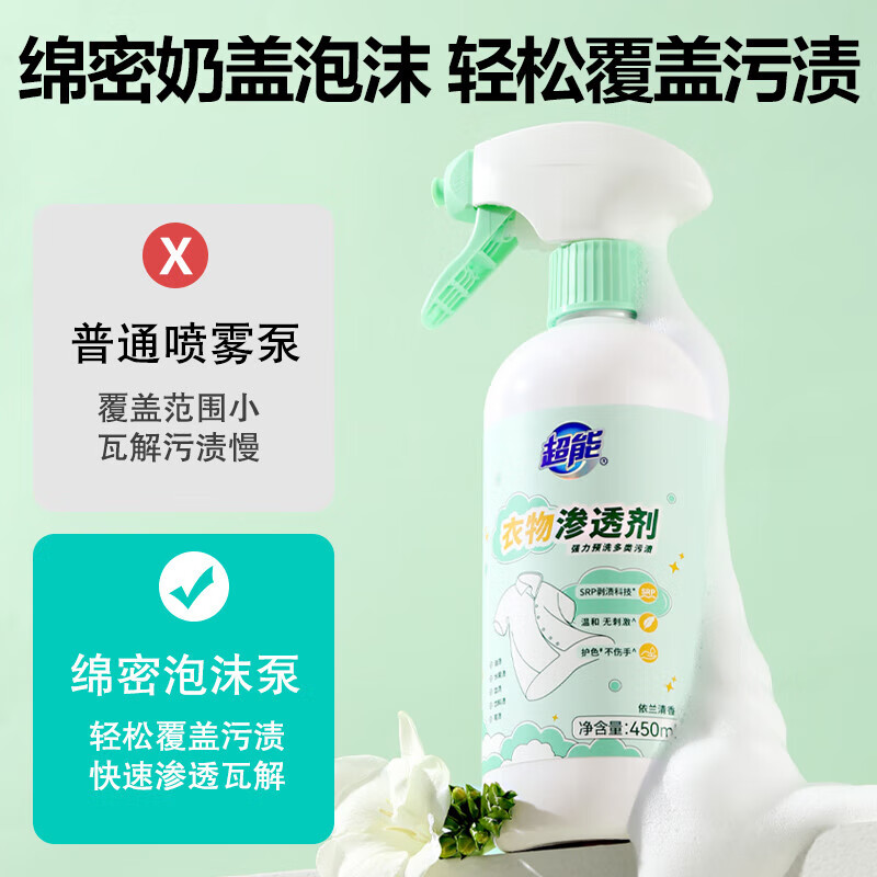 超能衣物渗透剂去污渍去黄清洁温和无刺激450ml高清大图