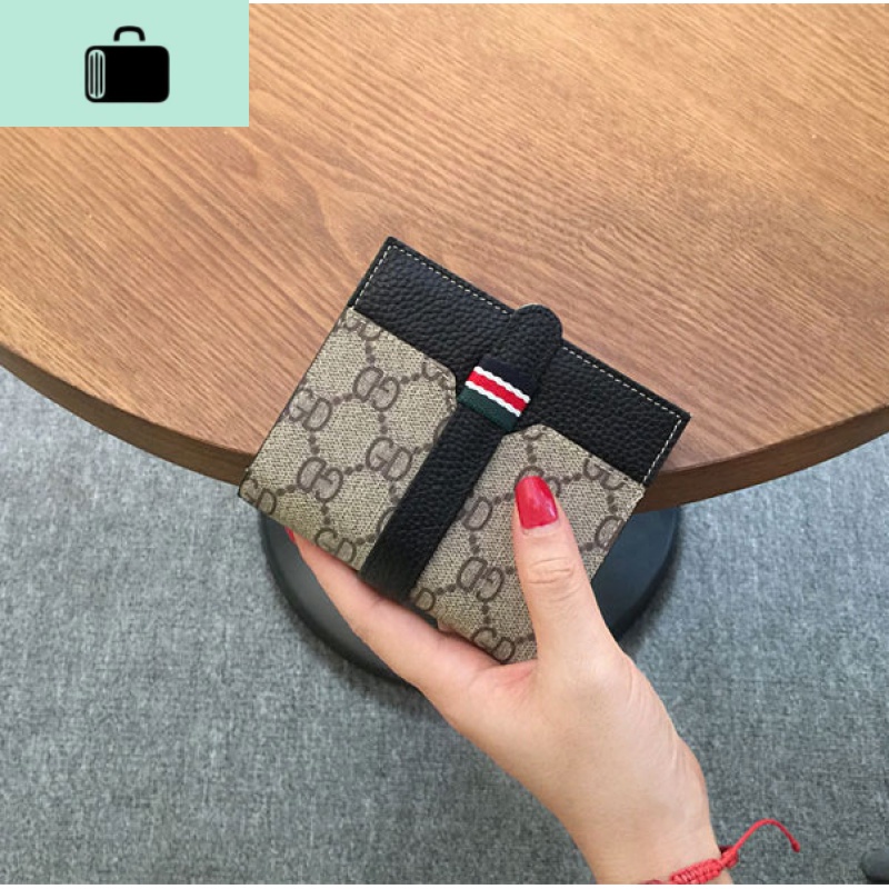 欧美时尚2020新款皮短款小钱包女薄款两折牛皮零钱卡包简约钱夹NEW LAKE 黑色