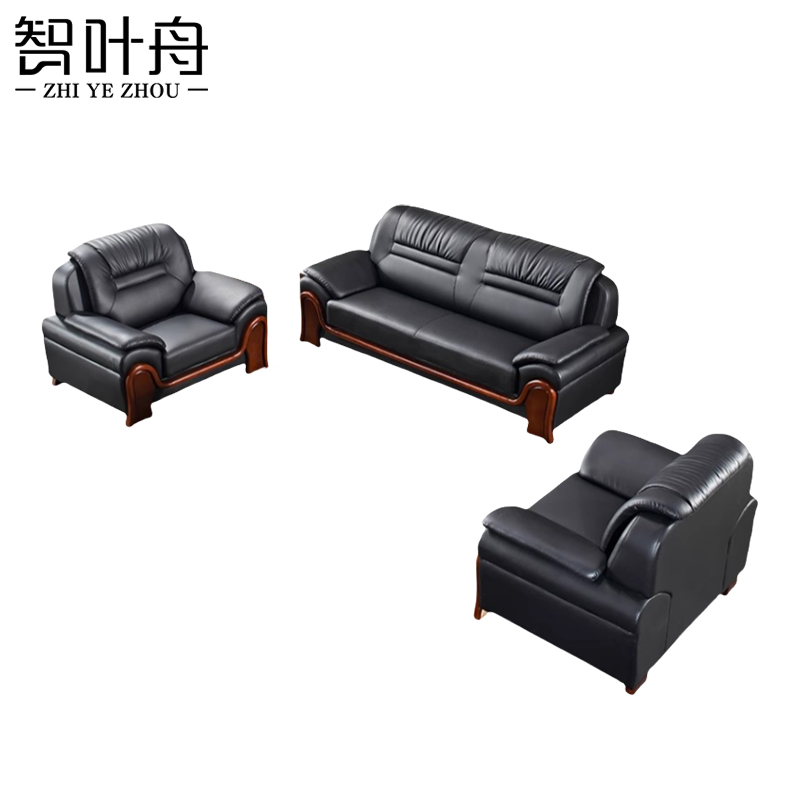 智叶舟商务沙发组合223*85*92cm(3+1+1)套高清大图