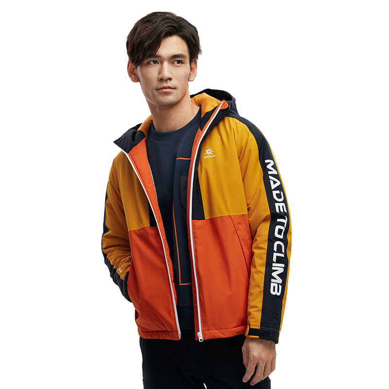 凯乐石户外保暖棉服男运动防风防泼水派克连帽夹棉外套棉衣