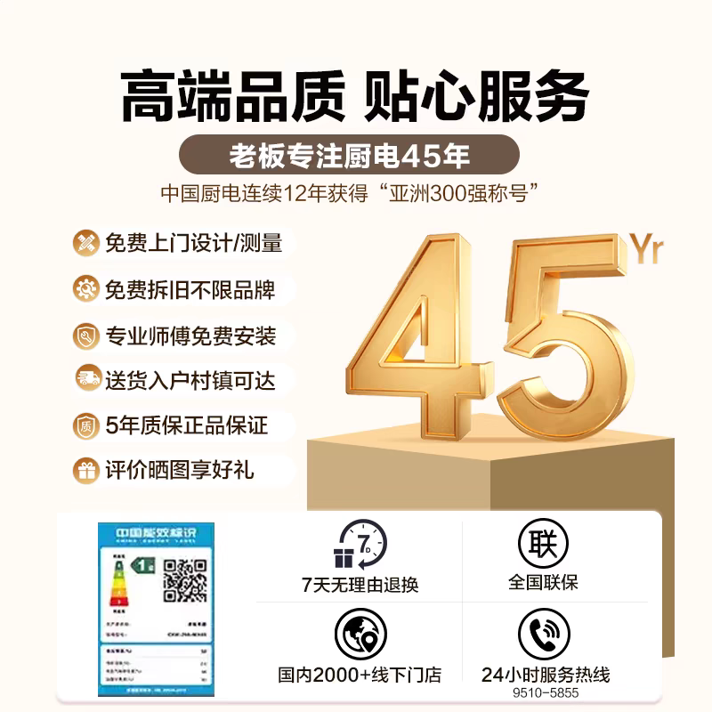 老板(Robam)[小黑翼D1U]油烟机超薄顶侧双吸 抽油烟机27.5风量大吸力吸油烟机可烟灶联动27A17-D1U高清大图