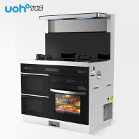 优好(UOHO)HZKX100A一体式集成灶一米款家用抽油烟机燃气灶双灶蒸烤一体消毒柜套装天然气
