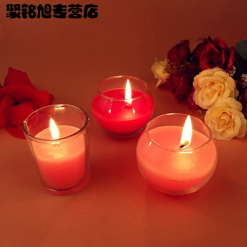 蜡烛 杯蜡 烛台 香薰小杯蜡 玻璃杯蜡烛 无烟蜡烛 婚庆用品 精油蜡烛 酒店SPA会所香氛蜡烛-黄色柠檬球杯