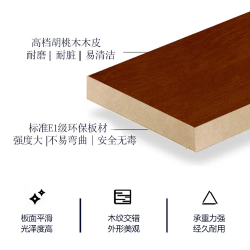 恒合(henghe)油漆班台老板桌实木贴皮简约办公室办公桌 胡桃色 1800*900*760mm