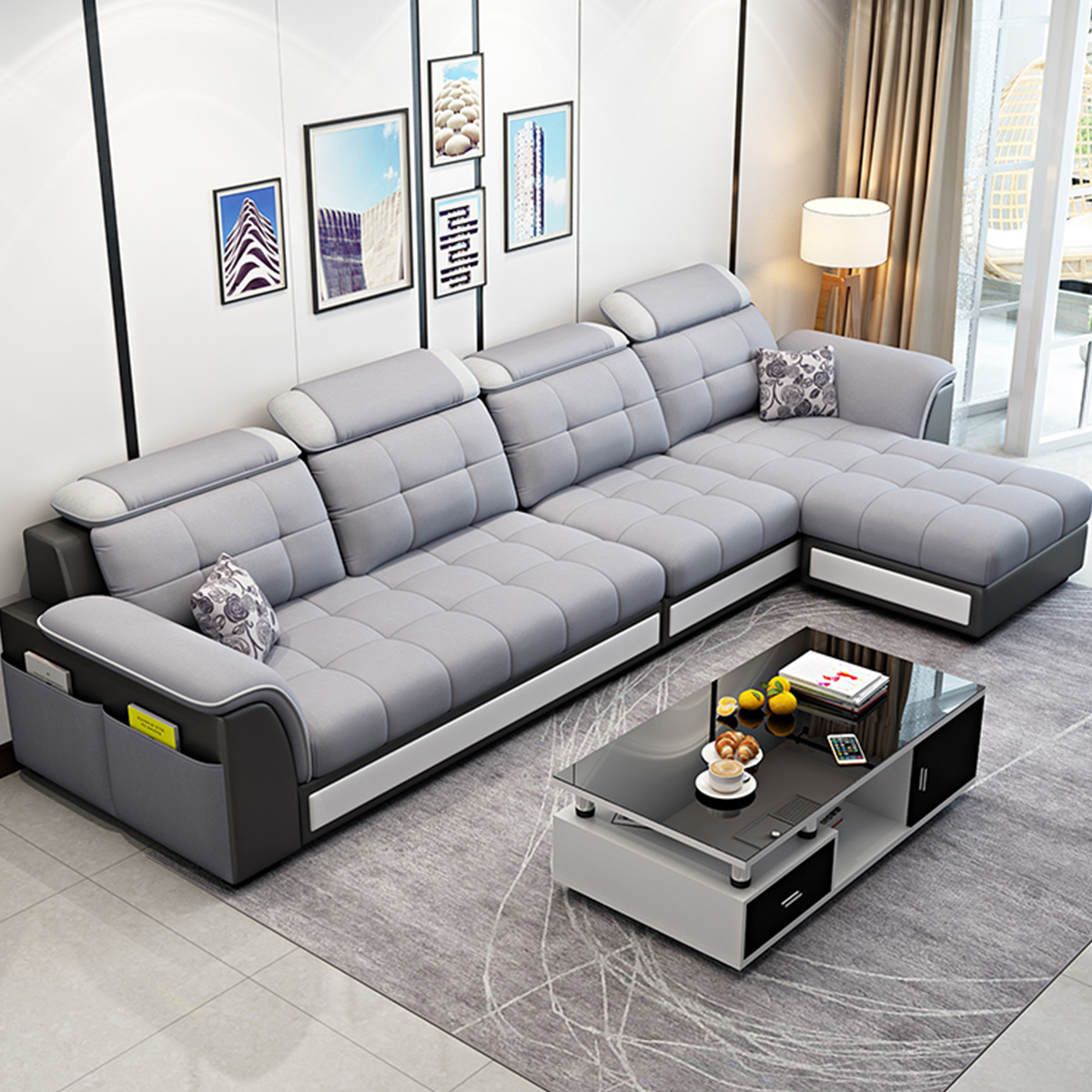 苏宁精选念宜家具真皮沙发进口牛皮简约中厚皮艺沙发简约现代木质实木