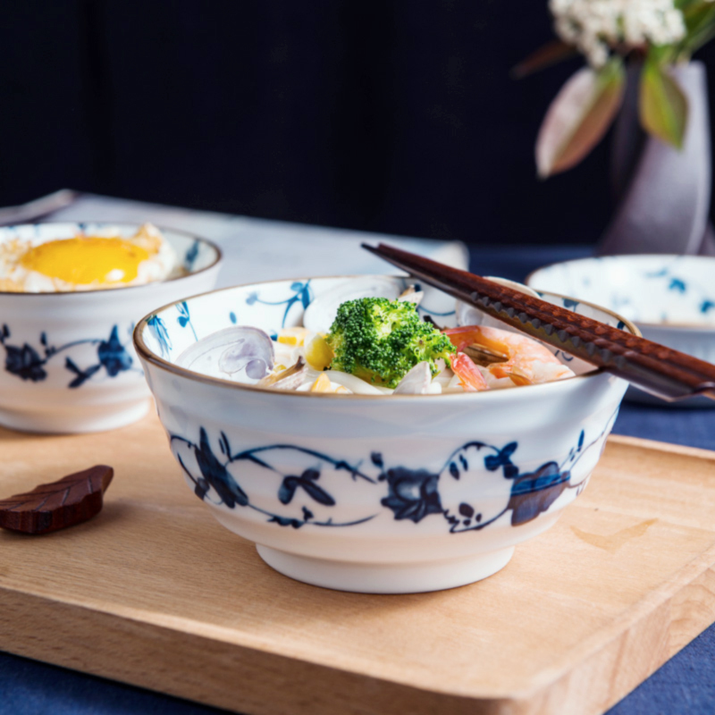 Ijarl亿嘉 日式碗碟盘家用陶瓷平盘饭盘汤盘面碗 个性陶瓷餐具套装 鹭草餐具套装