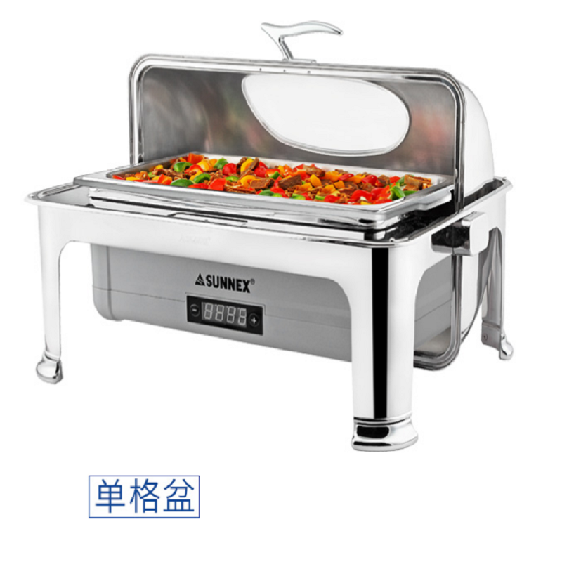 新力士 自助餐炉布菲炉8.5升电加热保温炉 第四代760W塑胶电热盆W01-3011G7全钢腿单格食物盆