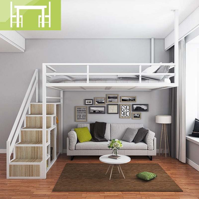 逸家伴侣铁艺吊床单身公寓小户型阁楼式床简约省空间多功能复式二楼