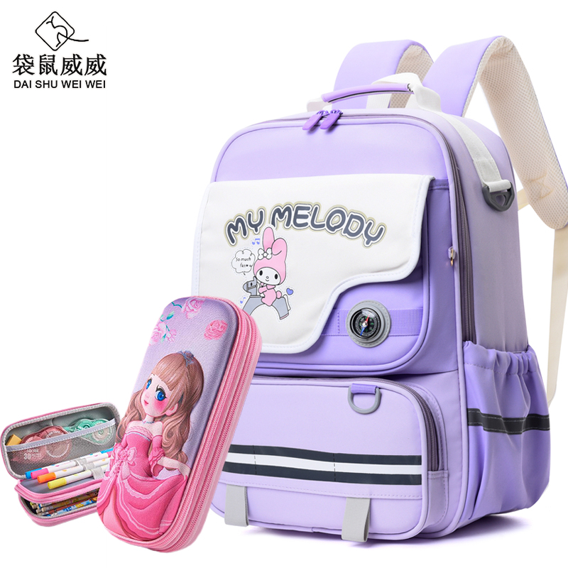 袋鼠威威 学生书包 送双层卡通文具盒 XFH2333-2高清大图