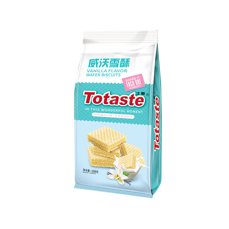 Totaste土斯威沃雪酥香草牛奶味威化饼干 奶酪威化夹心饼干办公室休闲零食品108g