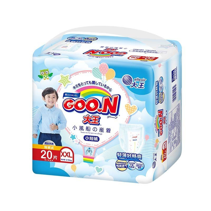 大王 GOO.N小风船系列短裤式尿不湿 纸尿裤 宝宝轻薄透气 拉拉裤XL28片(12-17kg)