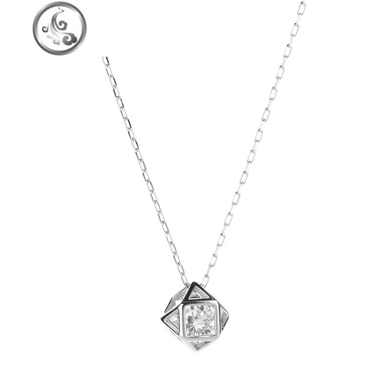 925银简约镂空切面锁骨项链闪钻球形几何之美项链日韩女 JiMi图片