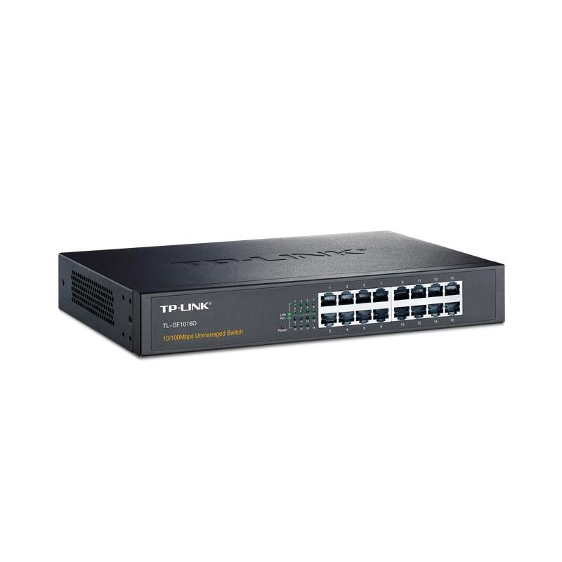普联(TP-LINK)16口百兆铁壳桌面非网管交换机SF1016D分线器监控可上机柜架网吧防雷 1个装
