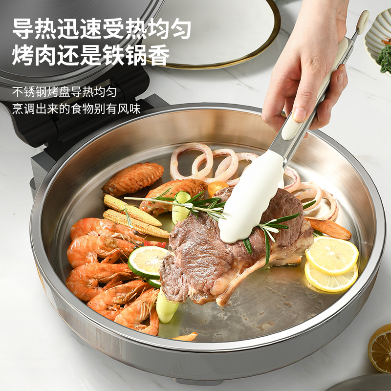 利仁LR-B3196利仁小钢人电饼铛0涂层不锈钢盘38mm加深家庭用1800W双面加热电饼档烙饼锅煎饼锅三明治早餐机高清大图