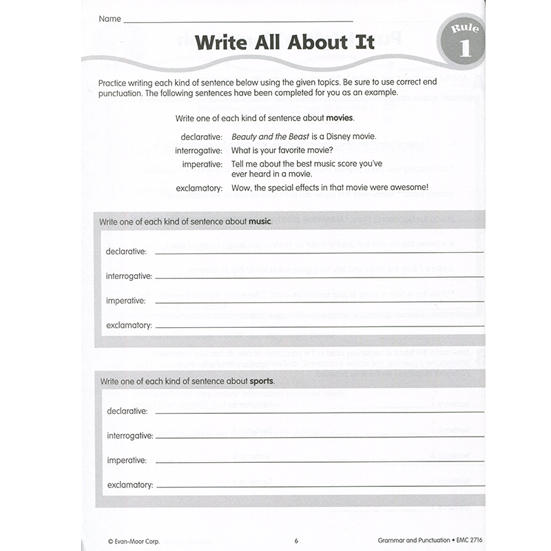 [正版]Evan-Moor Grammar & Punctuation Grade 6 语法与标点练习册 六年级 美国高清大图