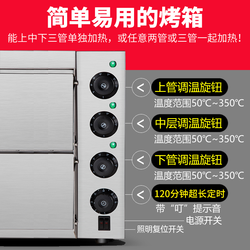 乐创(Lecon)商用披萨烤箱双层烘烤炉 二层二盘烘焙蛋挞鸡翅电烤箱 双层披萨烤箱