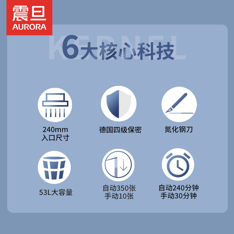 震旦4级保密全自动碎纸机(自动400张 手动10张 自动240分钟 手动30分钟32.2L可碎卡、光盘) AS350CD高清大图
