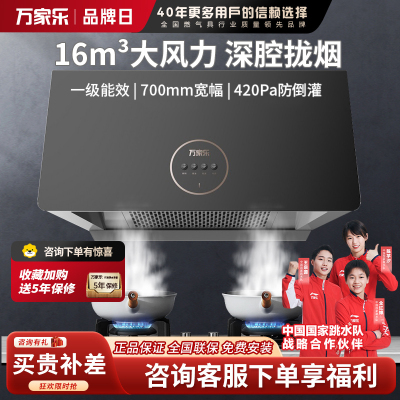 万家乐 抽油烟机 中式吸油烟机 家用小尺寸大吸力油烟机 深腔拢烟 一级能效 钢化玻璃面板CXW-260-TAZ1